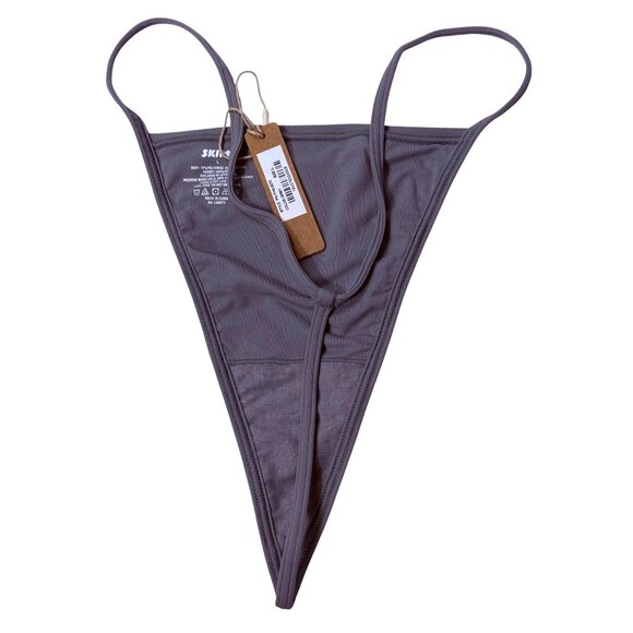 SKIMS Fits Everybody T-String Thongs Lot of 2 Grey Cocoa Large - Picture 4 of 9